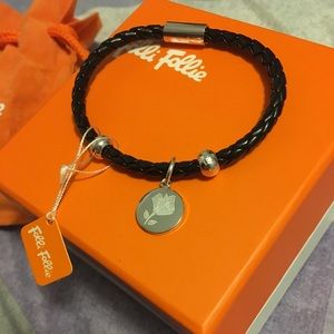 Black Bracelet with Rose Charm